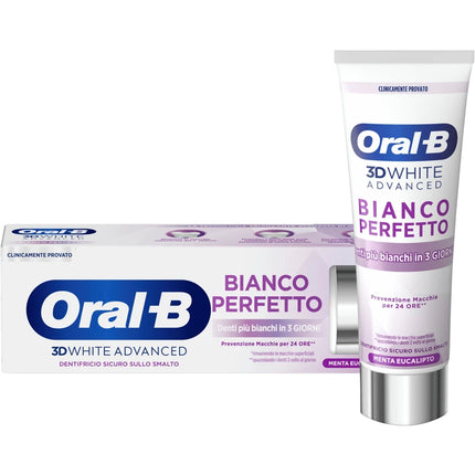 ORAL B DENTIFRICIO 3D WHITE ADVANCED BIANCO PERFETTO MENTA EUCALIPTO 75 ML