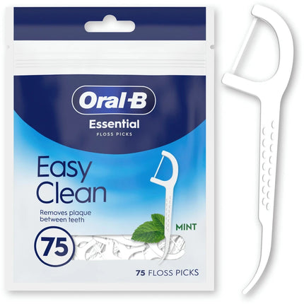 ORAL B ESSENTIAL FLOSS PICKS EASY CLEAN FILO INTERDENTALE MONOUSO BUSTA 75 PEZZI MENTA