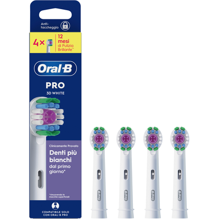ORAL B RICAMBIO TESTINE SPAZZOLINO ELETTRICO PRO 3D WHITE 4 PEZZI