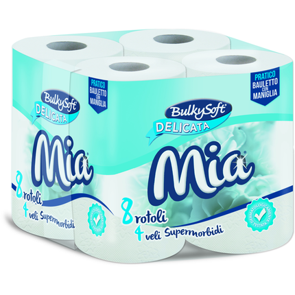 BULKYSOFT IGIENICA MIA DELICATA 4 VELI 8 ROTOLI 180 STRAPPI