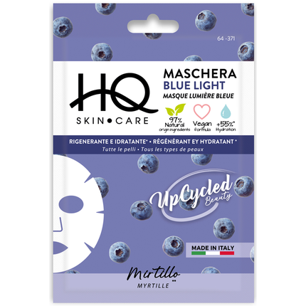 HQ MASCHERA VISO IN ESSUTO BLUE LIGHT RIGENERANTE e IDRATANTE AL MIRTILLO