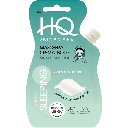 HQ SKIN CARE SLEEPING MASCHERA CREMA NOTTE CALMA E NUTRE CERAMIDE e CENTELLA ASIATICA 25 ML - VEGAN