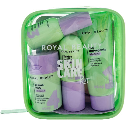 ROYAL BEAUTY TRAVEL KIT IDRATANTE CON ARGININA CONTENENTE: 1 BEAUTY, 1 CREMA IDRATANTE DA 50 ML, 1 TONICO DA 50 ML, 1 GEL DETERGENTE DA 100 ML, 1 SIERO VISO