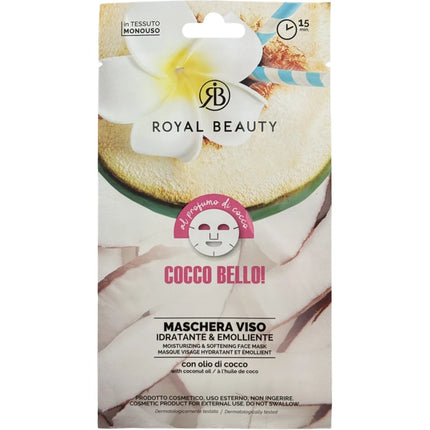ROYAL BEAUTY MASCHERA VISO IDRATANTE E EMOLLIENTE AL PROFUMO DI COCCO 25 ML