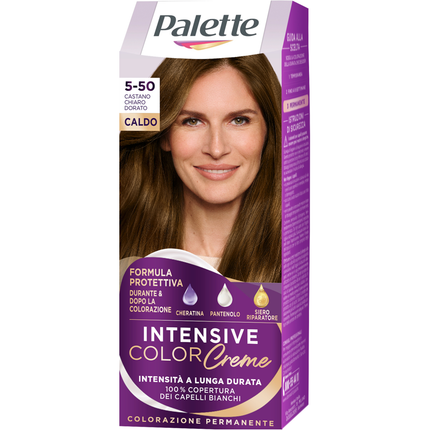 PALETTE INTENSIVE COLOR CREME COLORAZIONE PERMANENTE FORMULA PROTETTIVA N. 5-50 CASTANO CHIARO DORATO