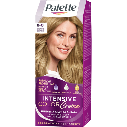 PALETTE INTENSIVE COLOR CREME COLORAZIONE PERMANENTE FORMULA PROTETTIVA N. 8-0 BIONDO CHIARO