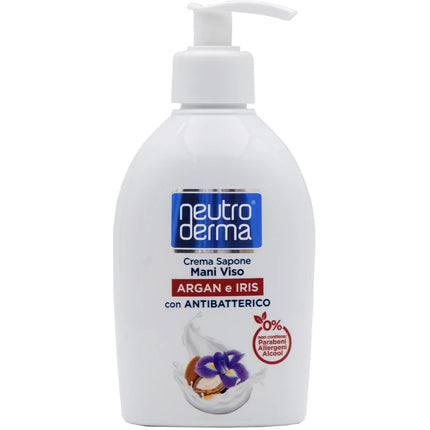 NEUTRO DERMA CREMA SAPONE MANI VISO CON ANTIBATTERICO ARGAN e IRIS 300 ML