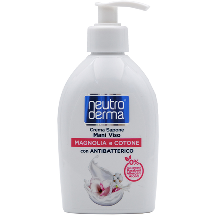 NEUTRO DERMA CREMA SAPONE MANI VISO CON ANTIBATTERICO MAGNOLIA e COTONE 300 ML
