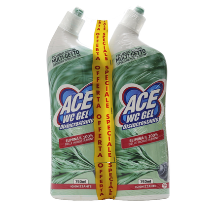 ACE WC GEL DISINCROSTANTE CON SISTEMA MULTIGETTO PACCO DOPPIO 2 PEZZI DA 750 ML