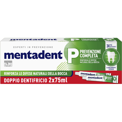 MENTADENT P DENTIFRICIO PREVENZIONE COMPLETA 2 PEZZI DA 75 ML