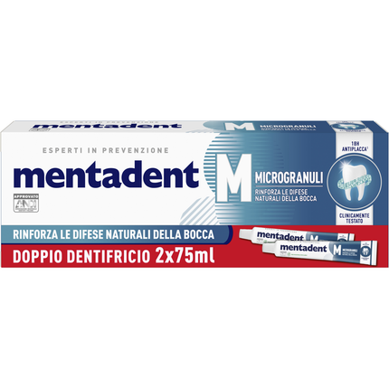 MENTADENT DENTIFRICIO MICROGRANULI RINFORZA LE DIFESE 2 PEZZI DA 75 ML