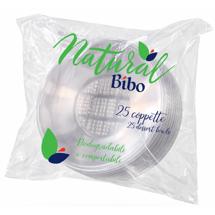 BIBO NATURAL 25 COPPETTE DESSERT IN PLASTICA TRASPARENTE 350 ML