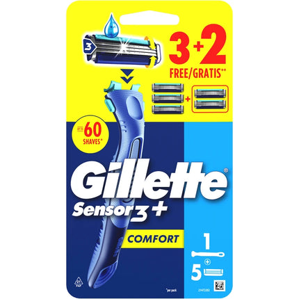 GILLETTE SENSOR 3+ COMFORT RASOIO + 5 RICARICHE