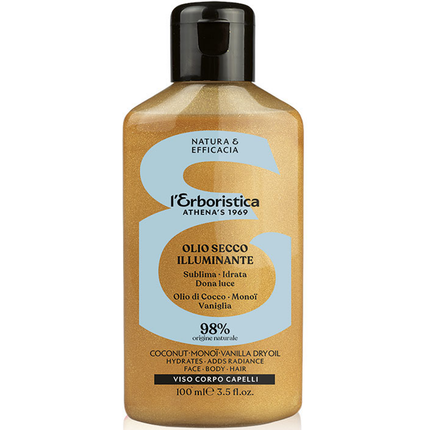 L'ERBORISTICA OLIO SECCO ILLUMINANTE VISO - CORPO - CAPELLI ILIO DI COCCO, MONOI, VANIGLIA 100 ML