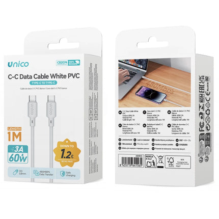 UNICO CAVO C-C 3A PD60W 1 M PVC STAMPATO ROTONDO OD3.8 BIANCO