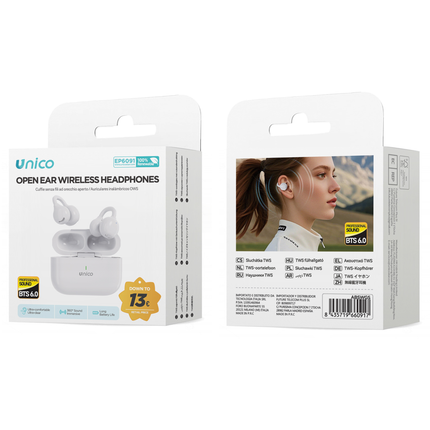 UNICO AURICOLARI BLUETOOTH CLIP-ON OWS 300 MAH (CON CAVO A-C 0,3 M) BIANCO