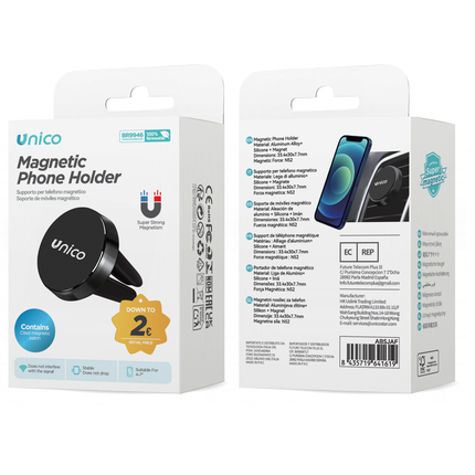 UNICO SUPPORTO MAGNETICO PER BOCCHETTA D’ARIA A QUATTRO ARTIGLI NERO