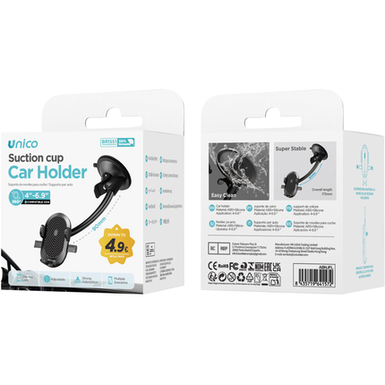 UNICO SUPPORTO DA AUTO CON VENTOSA TUBO CORTO NERO