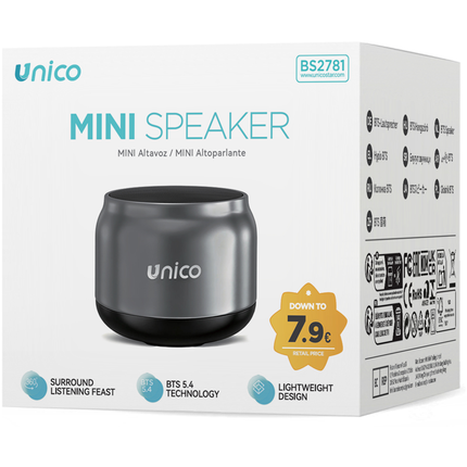 UNICO MINI SPEAKER 3W 800 MAH (CON CAVO A-C 0,3 M) PROMO PACK GRIGIO CANNA DI FUCILE