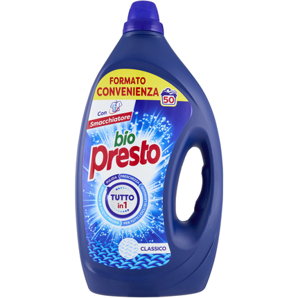 BIO PRESTO DETERSIVO LIQUIDO BUCATO LAVATRICE TUTTO IN 1 CLASSICO 50 LAVAGGI 2250 ML
