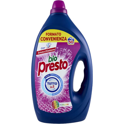 BIO PRESTO DETERSIVO LIQUIDO BUCATO LAVATRICE TUTTO IN 1 COLOR 50 LAVAGGI 2250 ML