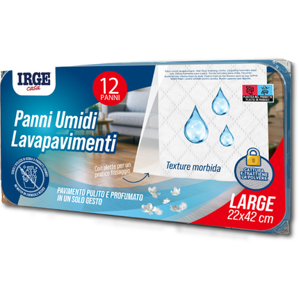 IRGE PANNI UMIDI LAVA PAVIMENTI 12 PEZZI 22X42 CM