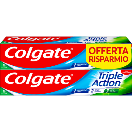 COLGATE DENTIFRICIO TRIPLE ACTION BIPACCO 2 PEZZI DA 75 ML