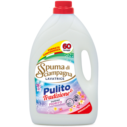 SPUMA DI SCIAMPAGNA DETERSIVO LIQUIDO BUCATO LAVATRICE IGIENIZZANTE GIORDINO FIORITO 60 LAVAGGI 3000 ML