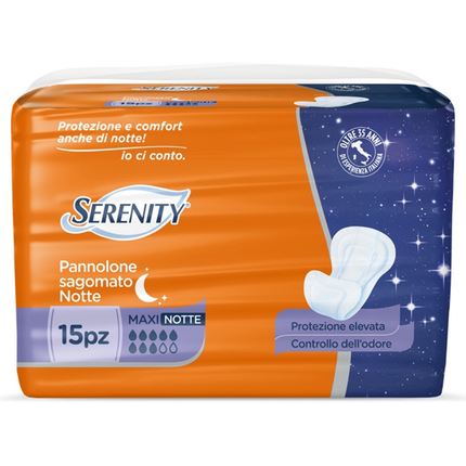 SERENITY PANNOLONE ASSORBENTE SAGOMATO MAXI NOTTE 15 PEZZI DISPOSITIVO MEDICO CE DI CLASSE 1
