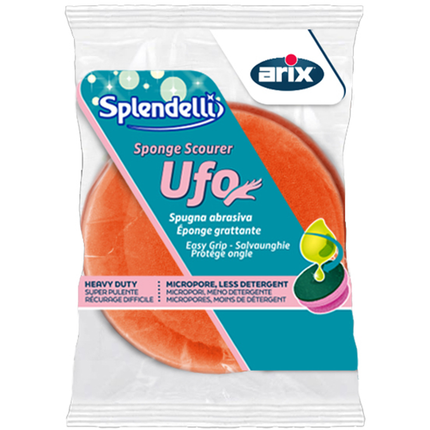 ARIX SPUGNA DA CUCINA UFO SINTETICA TONDA SAGOMATA CON FIBRA