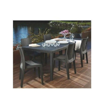 GARDEN TAVOLO "QUEEN" EFFETTO RATTAN ALLUNGABILE 90X220CM ANTRACITE