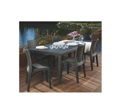 GARDEN TAVOLO "QUEEN" EFFETTO RATTAN ALLUNGABILE 90X220CM ANTRACITE