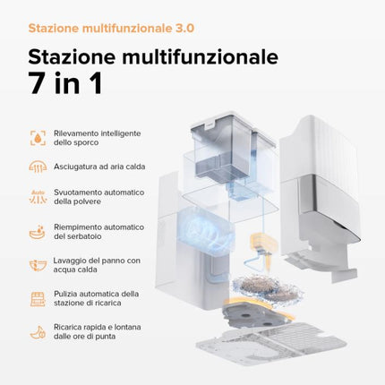 Roborock Qrevo Master, aspirapolvere robot 10000pa con spazzole laterali/doppio Rotary Mop, assistente vocale intelligente, stazione multifunzione 3.0, bianco