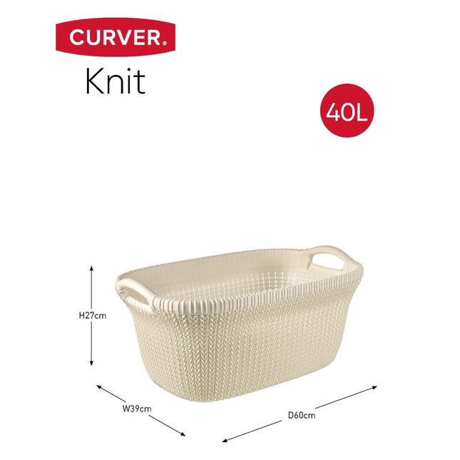 Cesto Portabiancheria Knit 40 L Bianco Crema