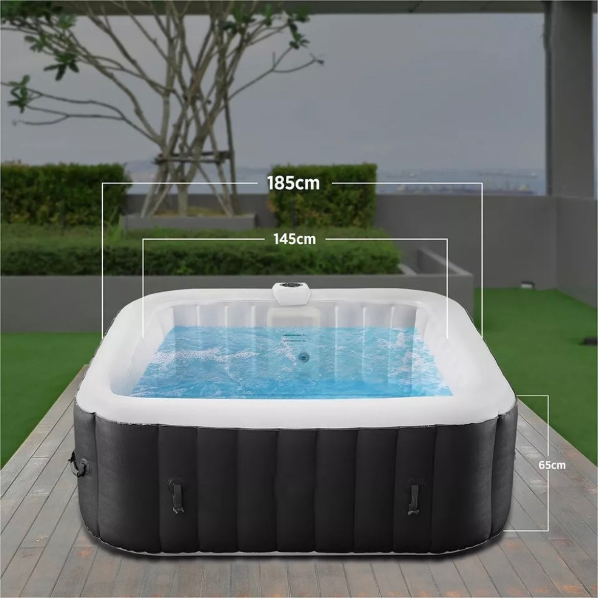 SPA Piscina idromassaggio Spa gonflabile in PVC - 6 posti - 185x185x65cm con LED