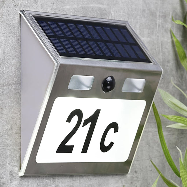 Numero Civico Illuminato a LED Solare Argento