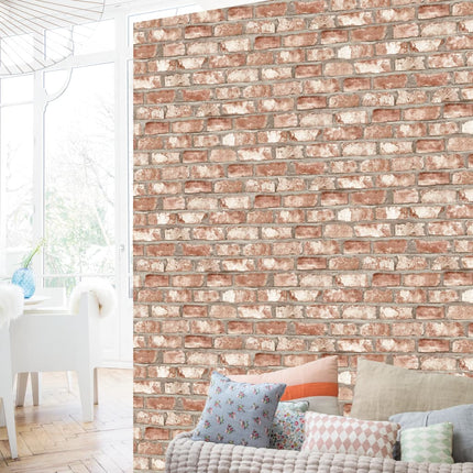 DUTCH WALLCOVERINGS Carta da Parati Motivo Mattoni Rosso EW3102
