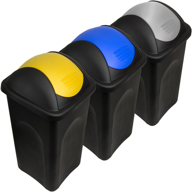Pattumiera con coperchio plastica 60L NERO-GIALLO-ROSSO-GRIGIO-BLU-VERDE