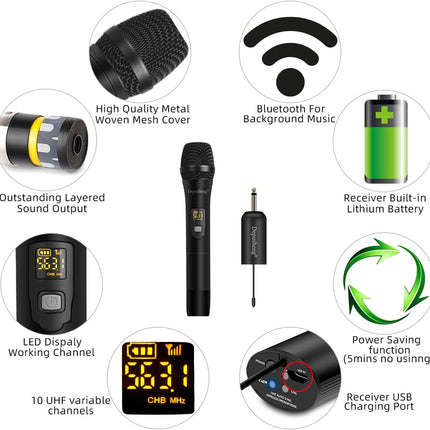 MICROFONO WIRELESS CON RICEVITORE PORTATILE - 1 PEZZO