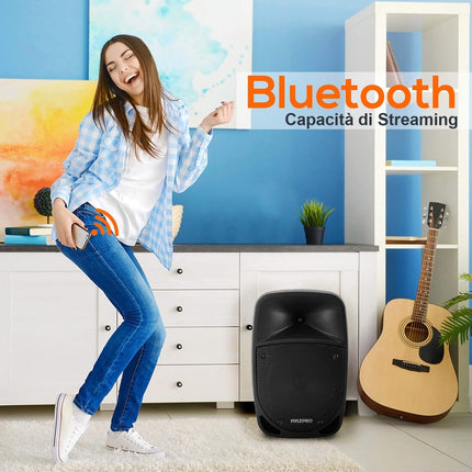 Cassa Bluetooth 800 Watt Karaoke Luci LED, Batteria Ricaricabile, Altoparlante Bluetooth USB