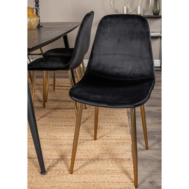 Sedie da Pranzo 2 pz Polar Velluto Nero e Ottone