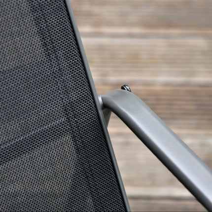 MEGA Set Tavolino con Panchina e 2 Sedie da Giardino, Arredamento da Esterno in
Metallo e Texteline, Nero