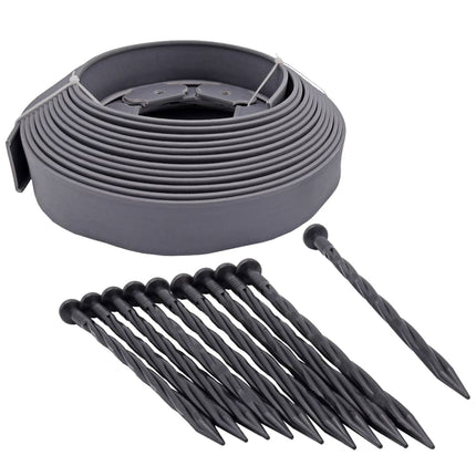 Set Bordatura da Giardino H5 cm x 10 m con Ancoraggi Grigio