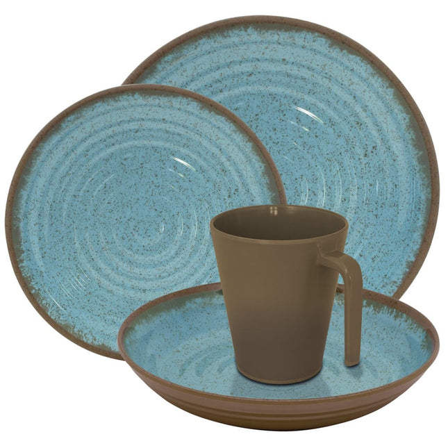 Set di Stoviglie Ocean 16 pz in Melamina Celeste