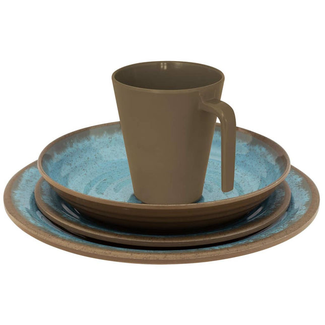 Set di Stoviglie Ocean 16 pz in Melamina Celeste