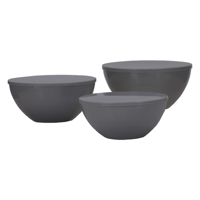 Ciotole da Campeggio con Coperchi 3 pz Palma Grigio Scuro