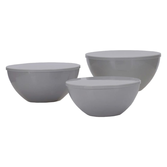 Ciotole da Campeggio con Coperchi 3 pz Palma Grigio Chiaro