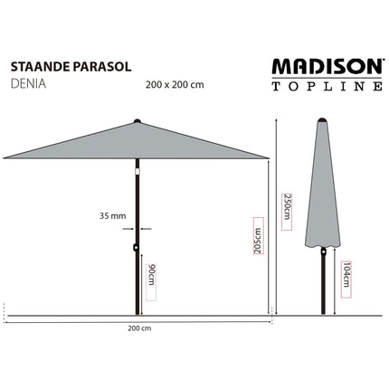 Madison Ombrellone da Giardino Denia 200x200 cm Verde