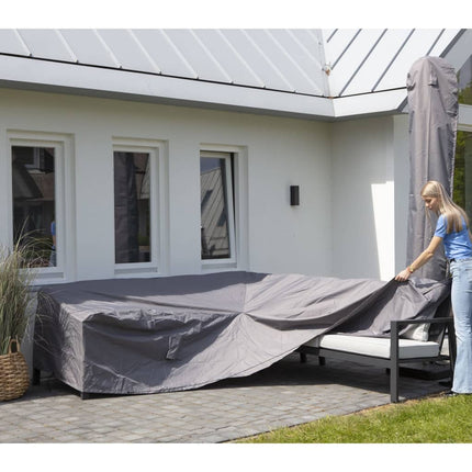 Telo per Set Divani da Esterno 270x210x90 cm Sinistro Grigio