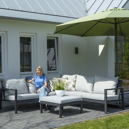 Telo per Set Divani da Esterno 270x210x90 cm Sinistro Grigio